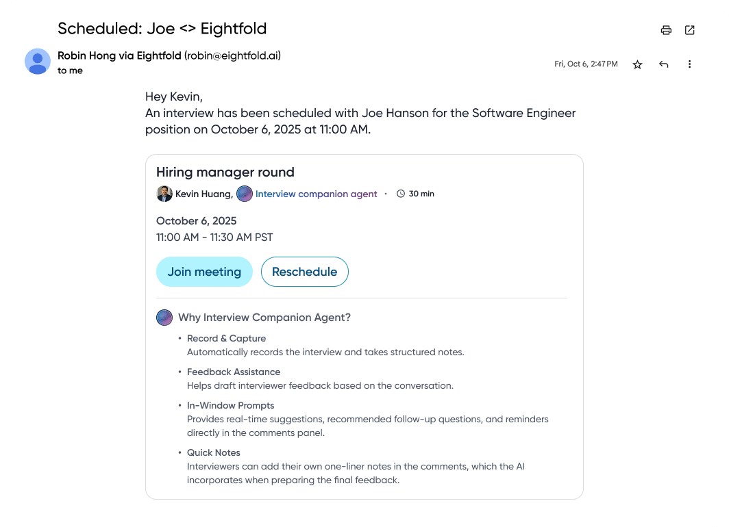 Invite interface