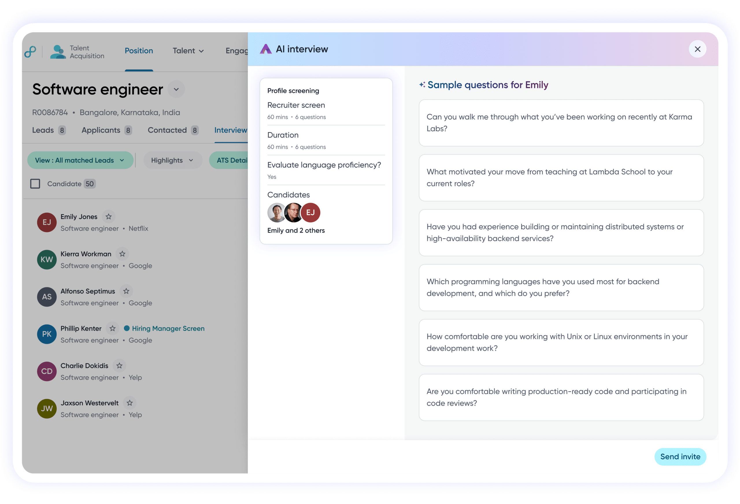Invite interface