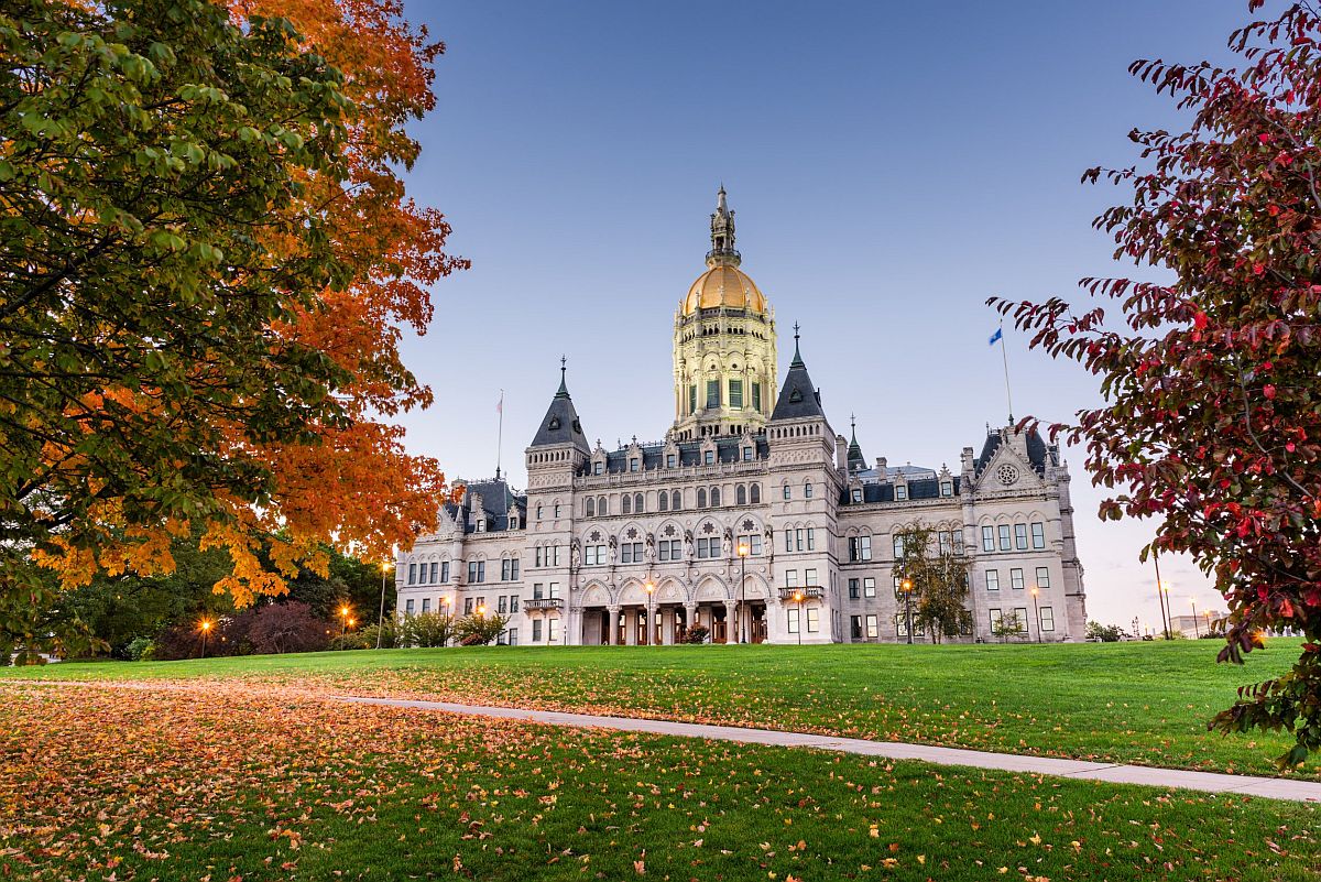 Connecticut state capitol building; DEI in state hiring concept