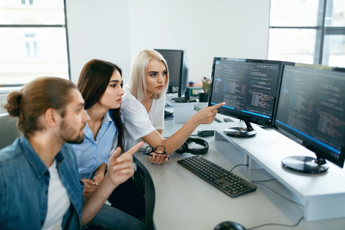 IT office. People Working At Open Workplace. Human Capital Disclosure concept