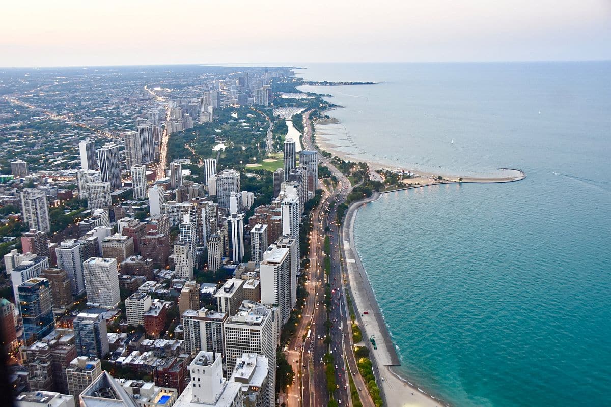 Aerial View of coastline; hiring internationally concept