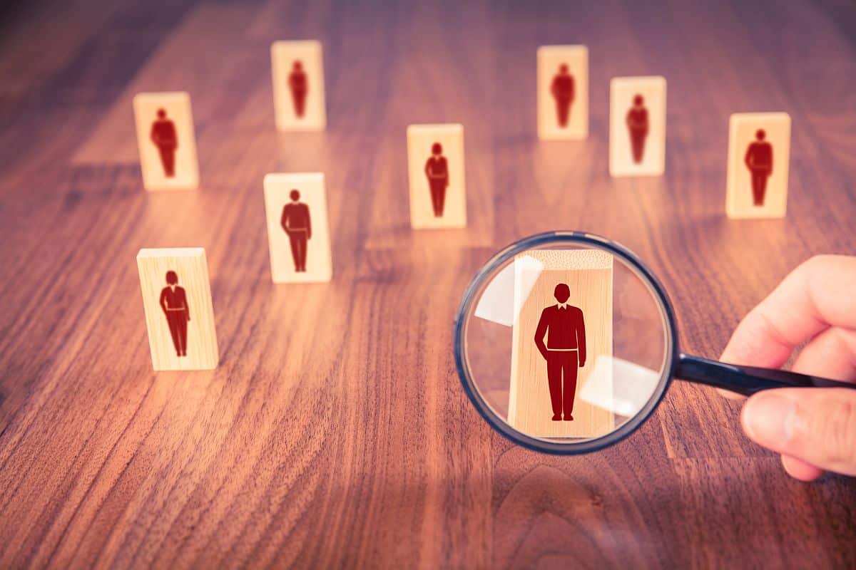 officer looking for employee represented by icon; Talent Rediscovery concept