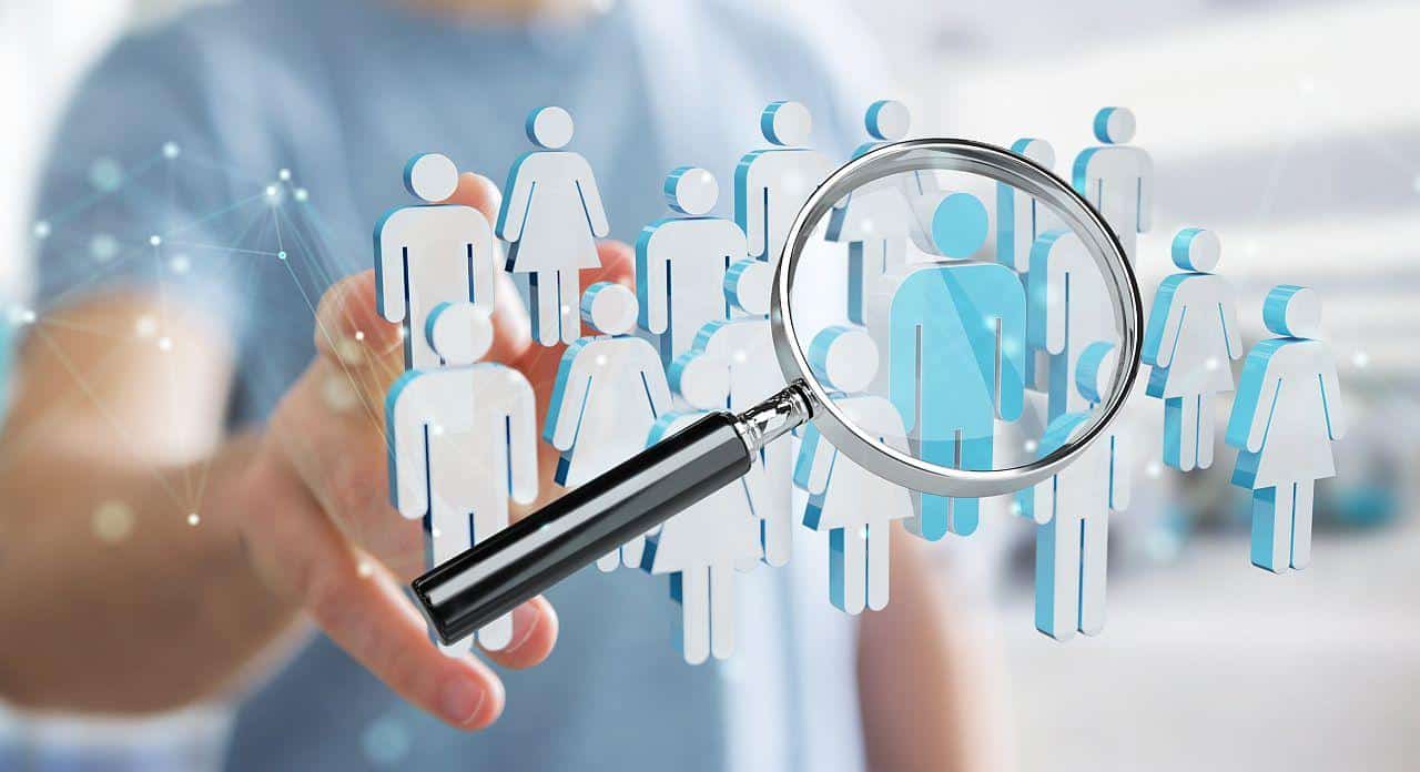abstract of person choosing employee icons; AI international talent acquisition concept