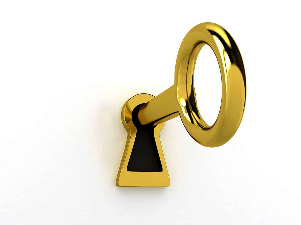 large key in lock; hire faster concept