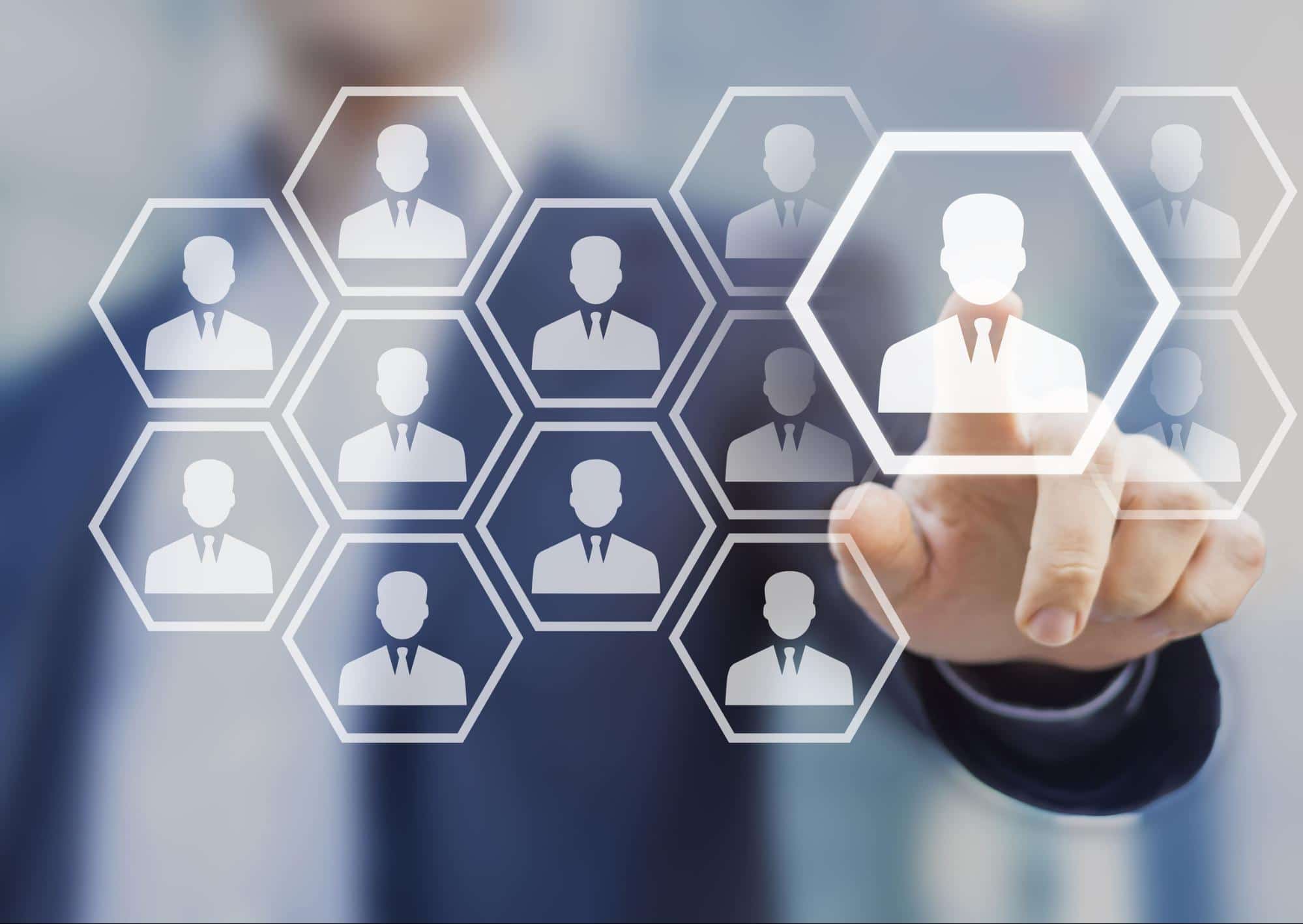 icons of human silhouettes - representing recruitment in academia concept 