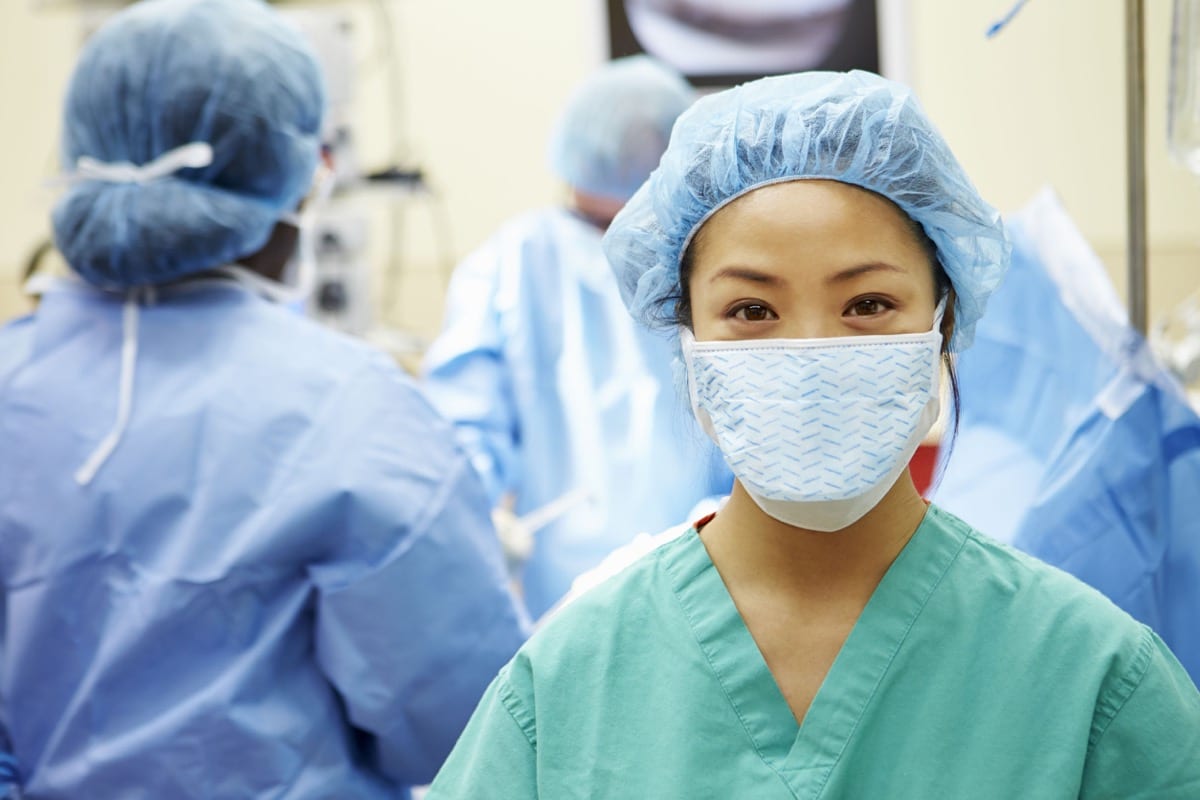 Nurse Working In Operating Theatre, representing how healthcare providers use AI to source talent